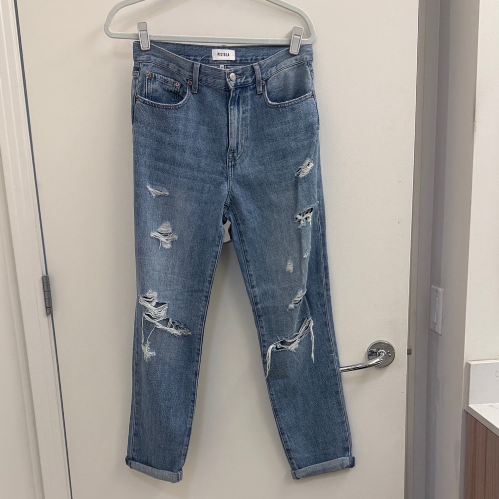 Pistola Light Blue Distressed Boyfriend Jeans